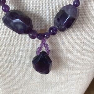 Stunning Rough Cut Amethyst Bead Necklace